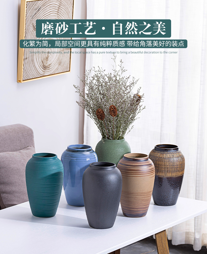 Small and pure and fresh see colour transparent ceramic vase hydroponic other European sitting room of rural household furnishing articles dried flowers in the vase