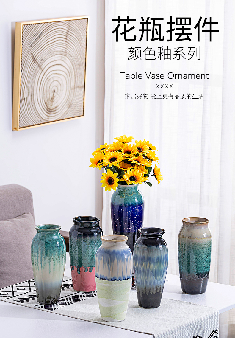 Light European - style key-2 luxury of new Chinese style living room TV cabinet ceramic vase modern furnishing articles dried flower flower arranging flower implement porch decoration