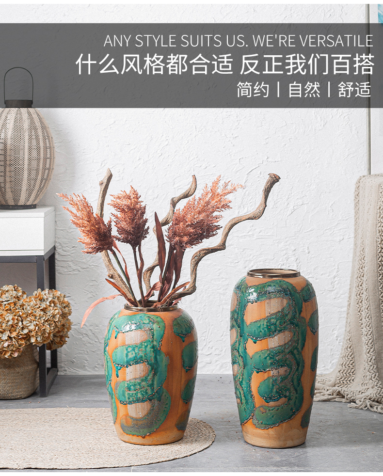 Chinese style restoring ancient ways of large vases, ceramic furnishing articles large POTS sitting room hotel decoration flower arranging dried flowers coarse pottery