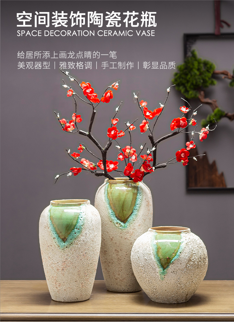 Jingdezhen ceramic floret bottle furnishing articles sitting room flower arranging retro rough some ceramic pot dry flower hydroponics vase flowerpot clearance