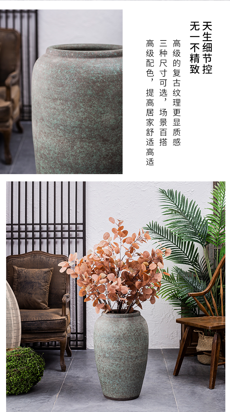 Retro ceramic vases, flower arrangement sitting room place large POTS landing coarse pottery dried flowers to decorate the modern earthenware flowerpot