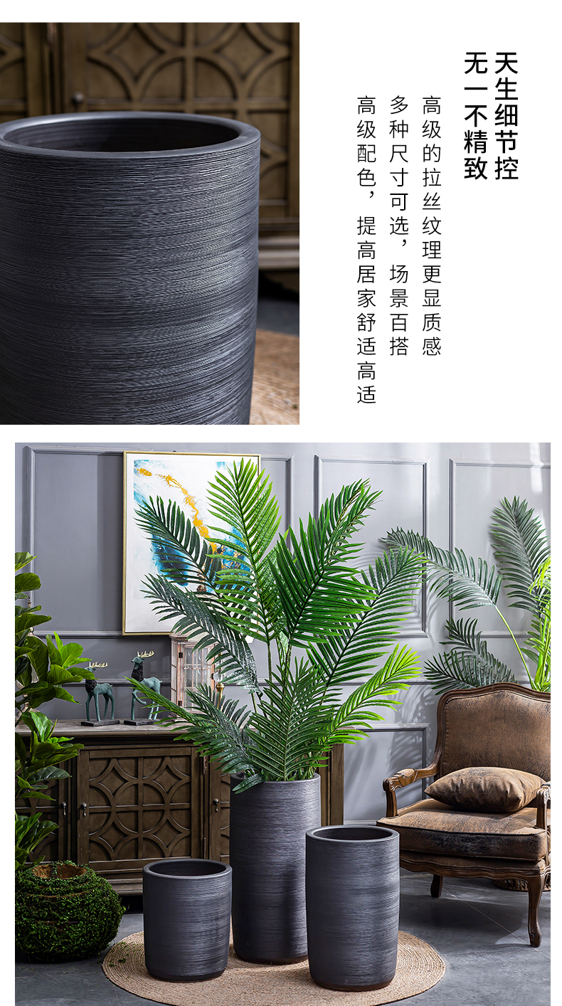 I and contracted large flower pot villa interior furnishing articles creative ceramic basin of large ground plant black vase