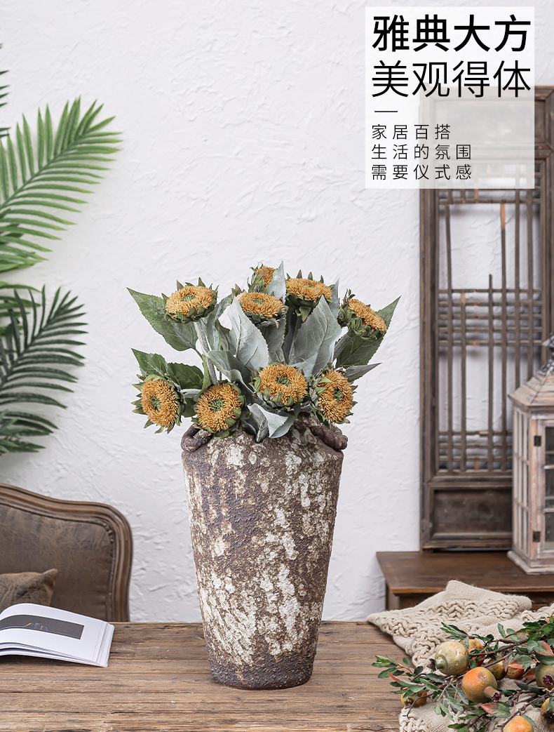 Coarse pottery flowerpot round POTS big yards pottery cylinder happens the diameter of inside and outside the balcony convergent flowerpot Coarse pottery basin combination