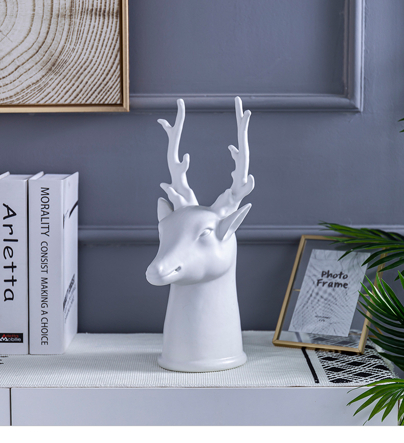 Nordic art ceramic furnishing articles creative wine decoration simple porch deer head decoration display ark, household soft outfit