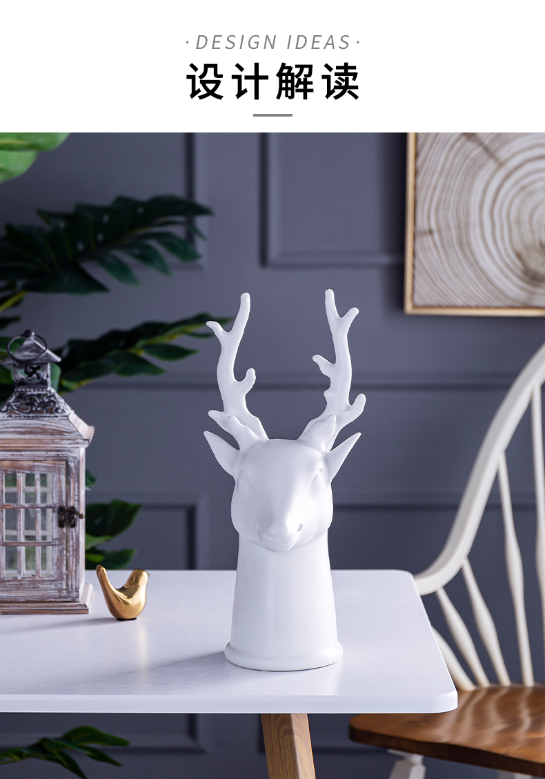 Nordic art ceramic furnishing articles creative wine decoration simple porch deer head decoration display ark, household soft outfit