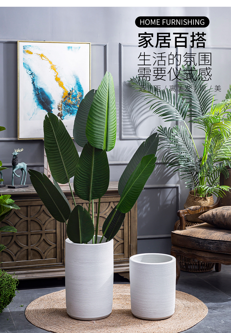 Ceramic large big pot I and contracted villa interior furnishing articles be born the plants green plant white vase