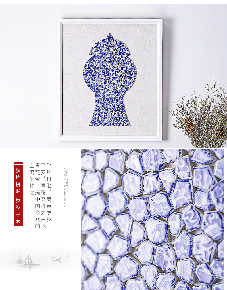 New Chinese style adornment zen restoring ancient ways is the sitting room porch hang a picture of the blue and white porcelain dining - room club study mural porcelain plate painting