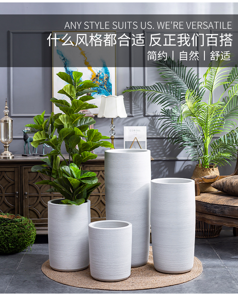 Big flowerpot modern Scandinavian simple villa interior decoration vase furnishing articles new ceramic basin of large land the plants