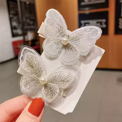 Bow hairclip children Super fairy clip Net Red simple temperament side clip female small exquisite edge clip no trace headdress