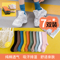 Socks womens middle tube ins tide summer thin section pile socks summer candy color color Japanese net red long tube autumn and winter