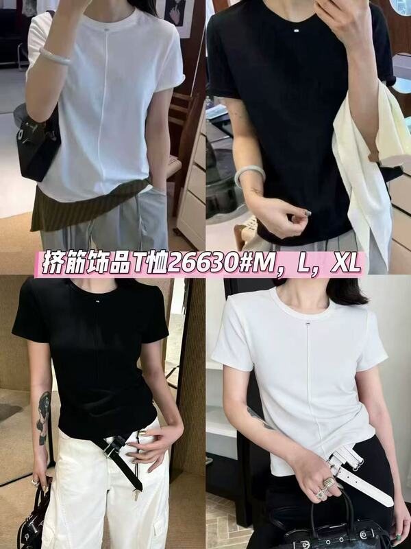 26630 Summer New Style Round Neck Short-Sleeved T-Shirt for Women, Slim Fit Top, m Bust 92, Length 56