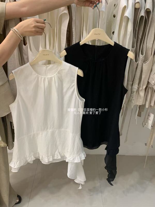 7328 Summer New Style Summer Round-Neck Tencel Linen Sleeveless Vest for Women, Bust 102, Length 75