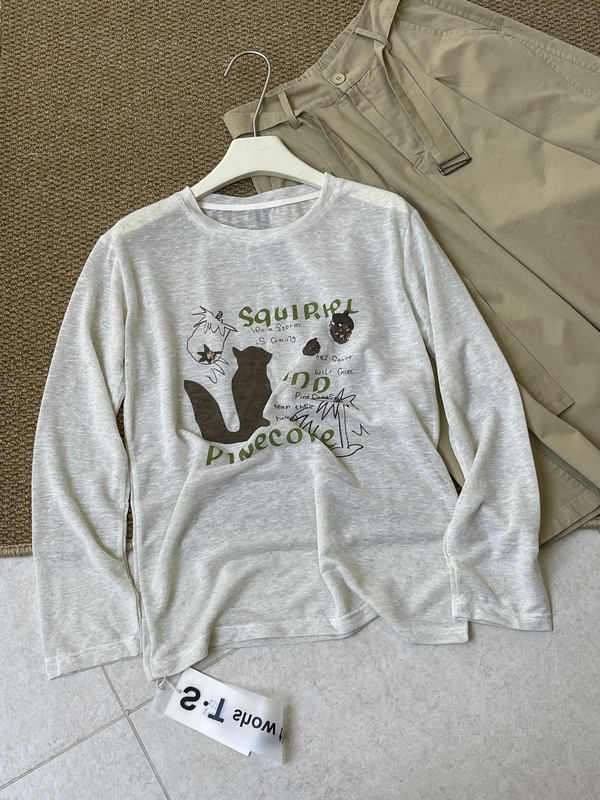 36330 New Summer Style Round Neck Long-Sleeved Loose-Fitting Sun Protection T-Shirt Top, m Bust 102, Length 64