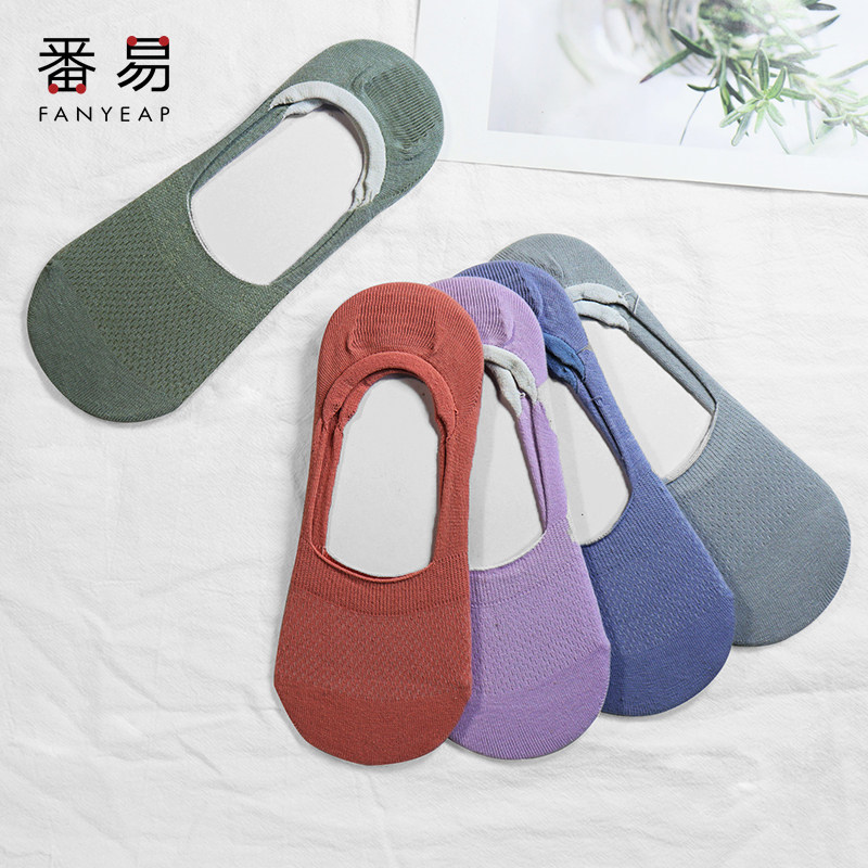 Pure Cotton Summer Breathable Invisible Silicone Anti Slip Slim Lady Mesh Hollowed-out Socks Children Short Socks Shallow Mouth Boat Socks Jacket