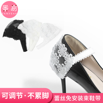 Gold coins exchange fashion lace shoelaces high heels shoelaces shoelaces anti-falling ties shoelaces fixed straps womens heel covers