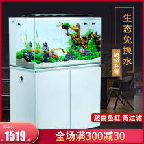 Ultra-white glass fish tank rectangular large living room aquarium screen Xuanguan self-circulating and free of water ecological fish tank
