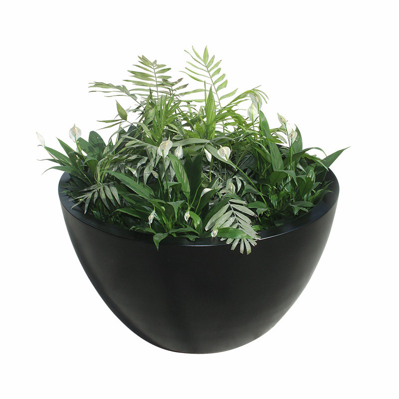 Outdoor Fibreglass Hemisphere Planting Flower Pot Promotion Hotel Large Caliber Bowl Shaped Flower Altan Floras Round Type Tree Flower Bowl