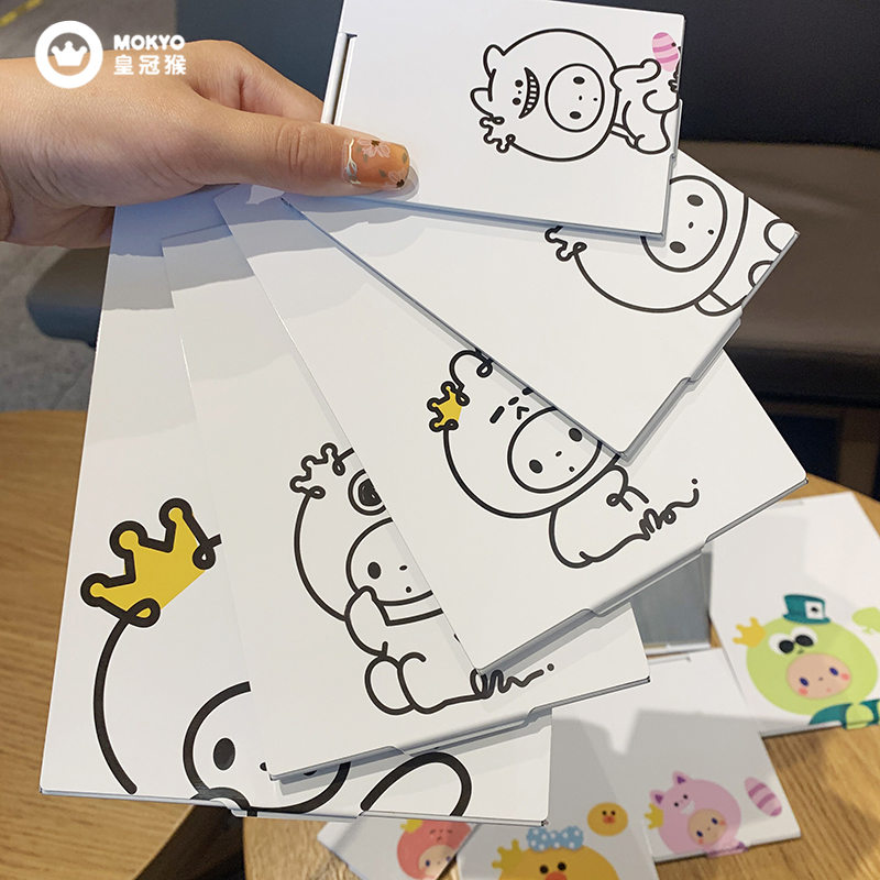 Genuine crown monkey cute ins folding cosmetic mirror female student portable online red desktop ultra-thin small mirror mini