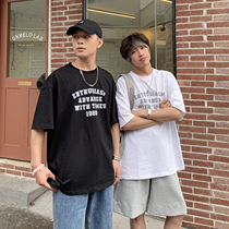 OFFBORD Summer Letter Print Short Sleeve T-shirt Mens Tide Brand Japanese Vintage ins Loose Mens T-shirt