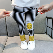 Girls leggings Spring and Autumn wear thin 2021 new children Foreign style cotton striped pants Children Baby Autumn