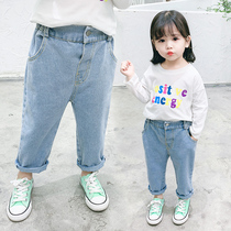 Childrens pants 2021 New Spring childrens clothing girls jeans baby casual foreign style Korean tide childrens pants spring and autumn