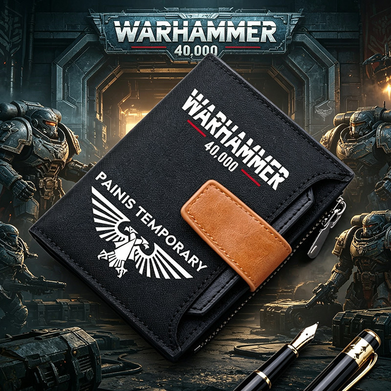 Warhammer 40K Merchandise Coin Purse Space Marine Double-Headed Eagle Two-Dimensional Short Folding Wallet Multi-Card Slot Card Holder