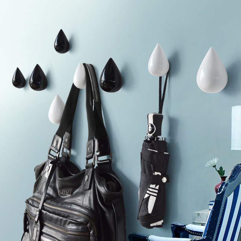 Nordic art hook creative water drop porch door hanger wall hanging single punch coat hook wall decoration