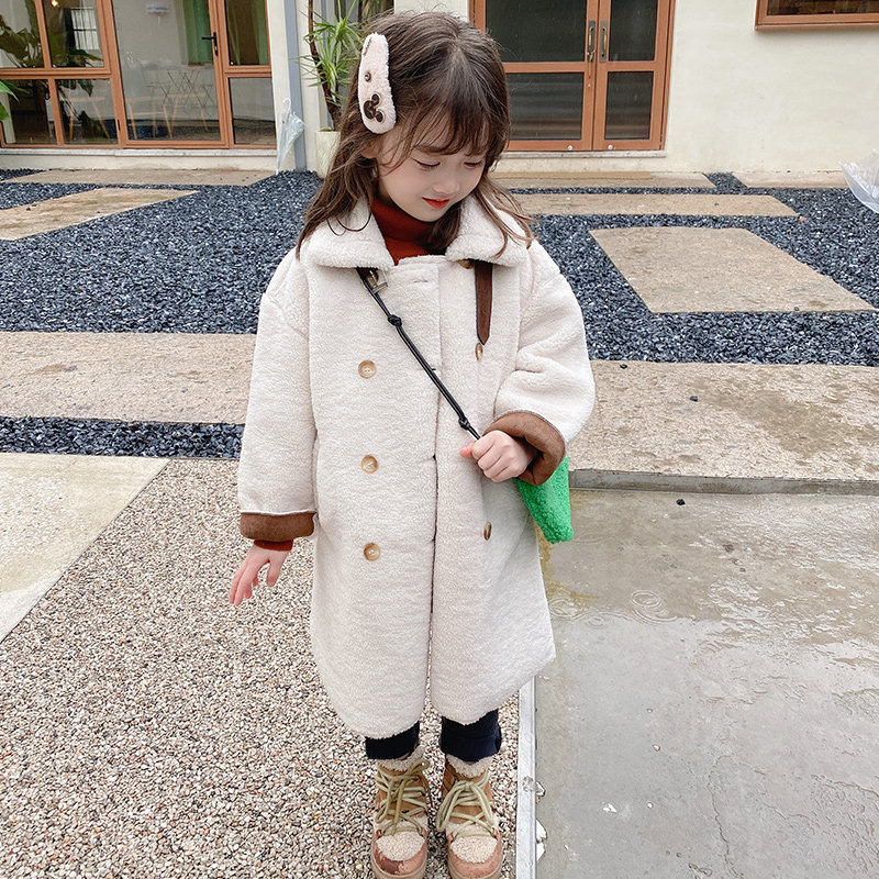Girls Lamb Cover Ocean 2022 Fall and Winter New Children's Fur Clothing