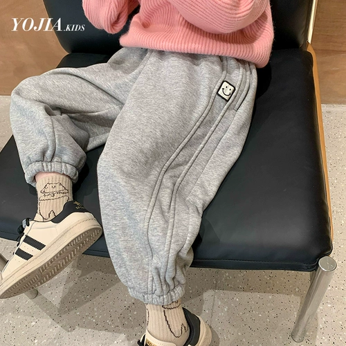 Утепленные штаны, детские бархатные демисезонные джинсы с начесом, в западном стиле