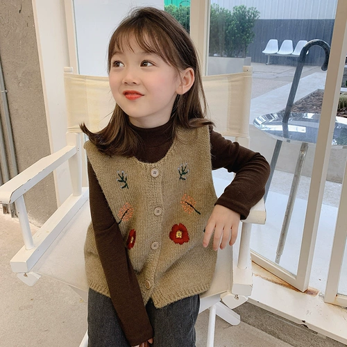 Трикотажный жилет, детский комплект, свитер, детская одежда, в западном стиле, осенний