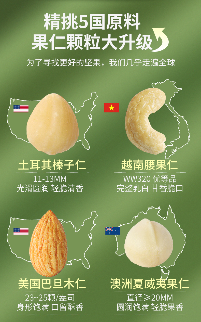 外果侠 每日坚果 6种果仁混合500g 图1