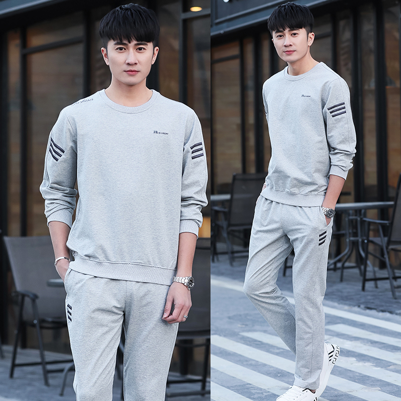 Rich Expensive Birds Spring Autumn Season Leisure Sports Suit Men's Round Collar Running Plus Suede Warm Great Size Easy and Wear Two Sleeves