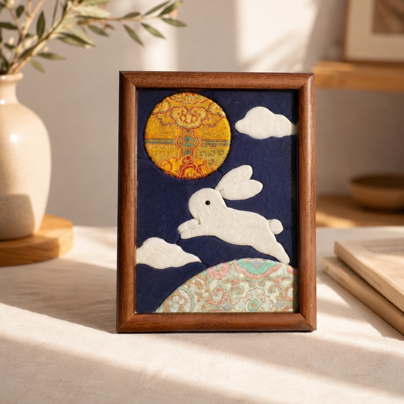 Mid-Autumn Festival Fabric-Inlaid Silk Patchwork Painting DIY Material Kit Community Handicraft Team-Building Salon Warm-Up Parent-Child Activities Mid-Autumn Festival Fabric-Inlaid Silk Patchwork Painting DIY Material Kit Community Handicraft Team-Building Salon Warm-Up Parent-Child Activities