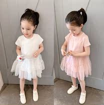  Little princess dress Childrens pure cotton short-sleeved dress Girls yarn dress Small and small childrens thin summer models