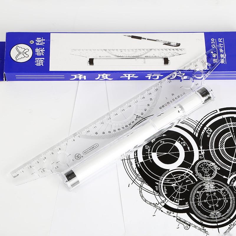 Butterfly Card 30cm Design Angle Parallel Ruler Professional Multifunction Rolling Push Ruler Protractor Drawing Ruler Balance Ruler