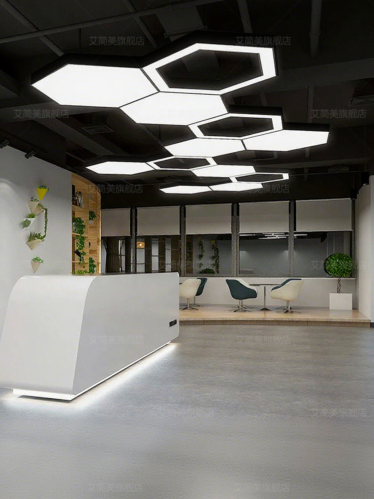 Hexagonal Chandelier Led Decorative Light Creative Honeycomb Office Internet Cafe Gym Hexagonal Industrial Style Lighting Fixture