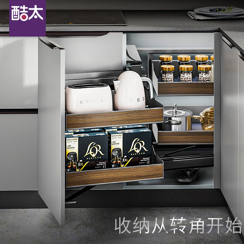 Cool Too Kitchen Small Monster Corner Flying Saucer Pull Basket Open Door Style Overall Cupboard Built-in Corner Swivel Containing Basket Shelve