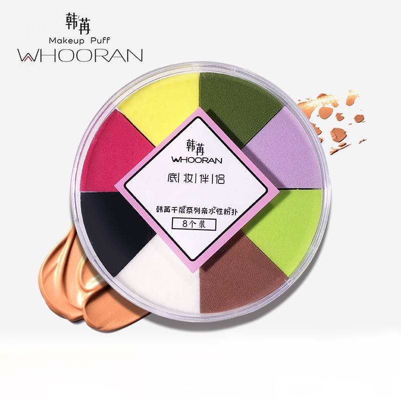 WHOORAN/韩苒化妆师三角海绵块扇形粉扑干湿两用不吸粉美妆蛋棉球