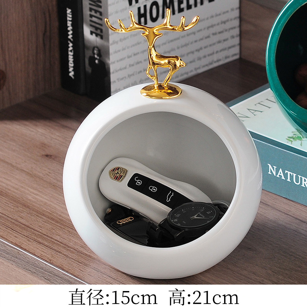 Big White Deer HeadXiaojin Deer ornaments Storage ornament originality a birthday present room desktop Porch TV cabinet wine cabinet Arts and Crafts