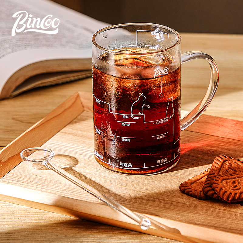 Bincoo high face value glass cup kitty cup minimalist retro coffee cup ins and high temperature resistant milk cup