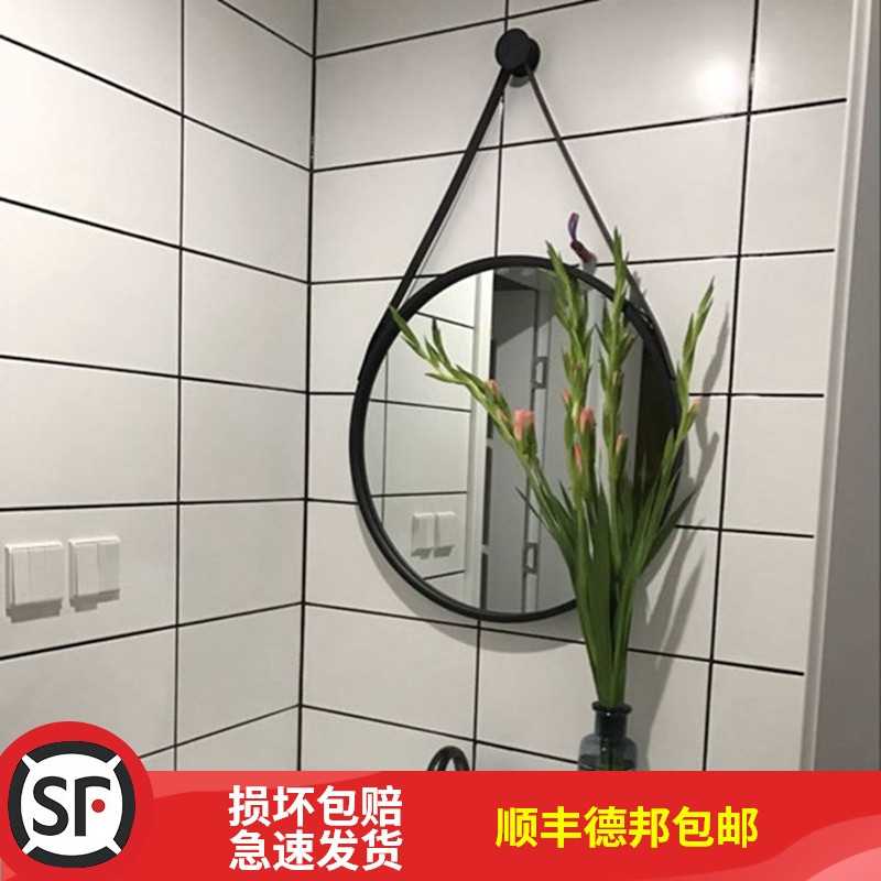 Nordic Creative Hanging Mirror Wall-mounted Round Mirror Bathroom Mirror Makeup Mirror Round Mirror Full Body Mirror Pendant Mirror Decoration Mirror Hyun Guan Mirror