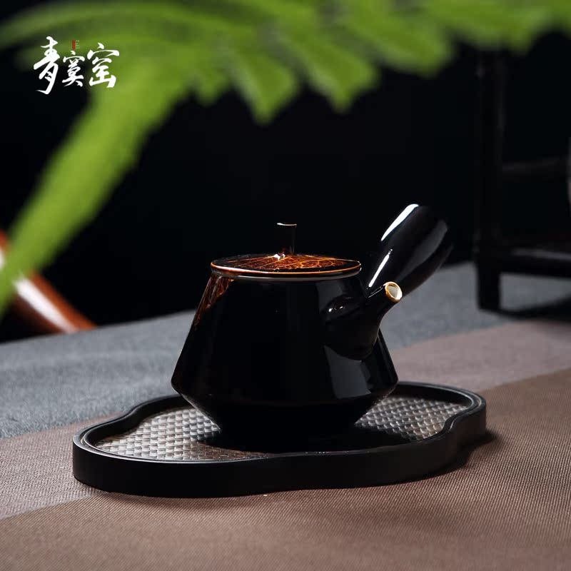 Its green up konoha temmoku light side of jingdezhen ceramic teapot tea large large capacity single pot of tea