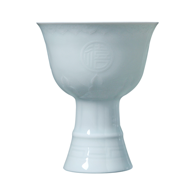Green was up with jingdezhen ceramic cups tea master of a single pure manual goblet single cup home