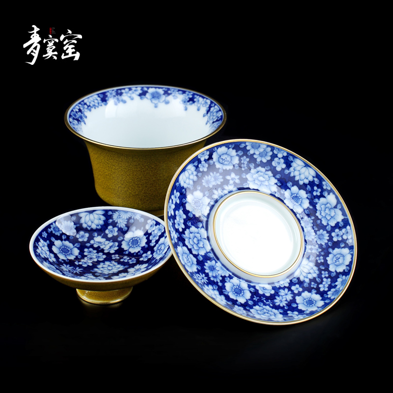 Up tureen jingdezhen ceramic tea set three green was to tureen tureen single pure manual bowl is home