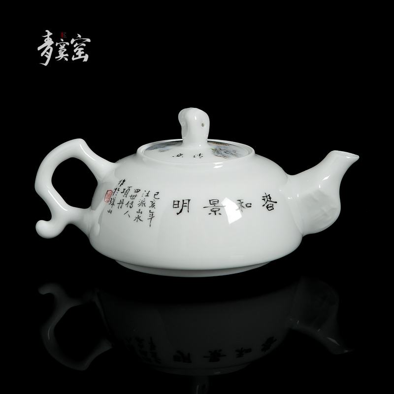 Its green up with jingdezhen ceramic tea set manually pastel hand - made single pot of domestic large teapot kung fu tea set