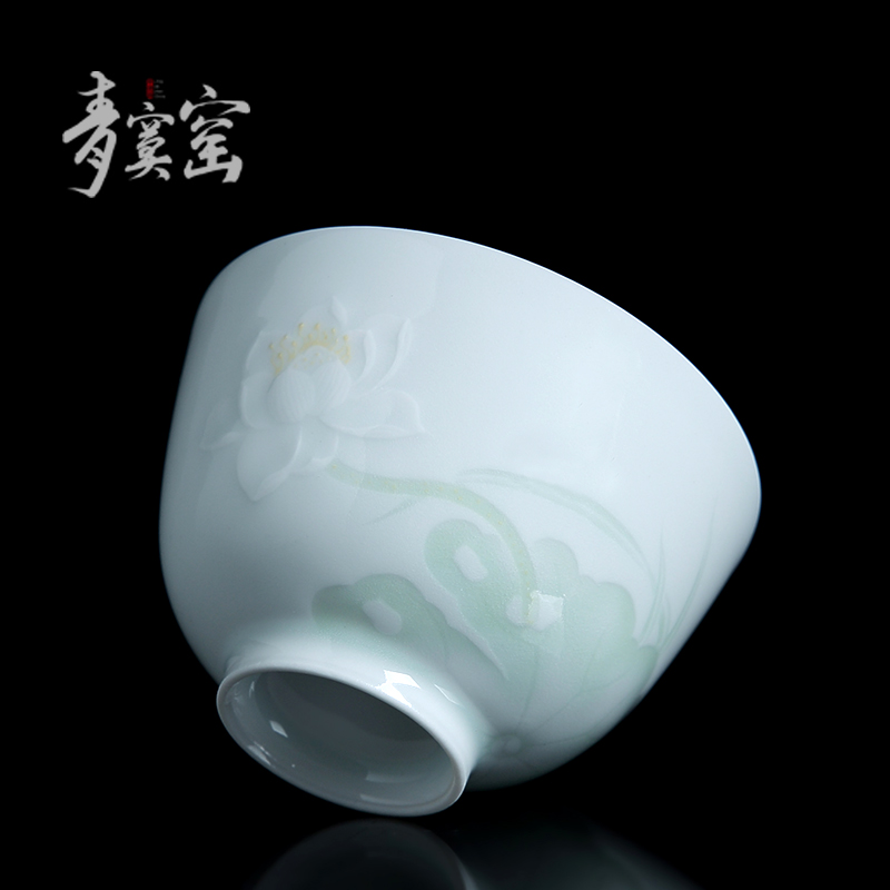 Its green up jingdezhen tea cups masters cup single CPU female hand sample tea cup single cup home