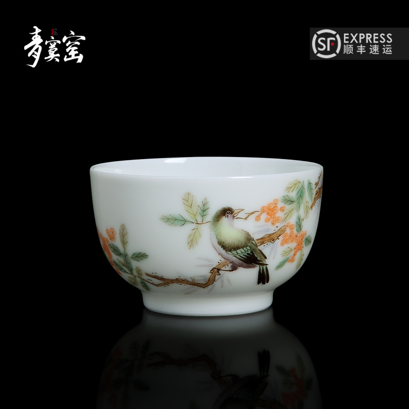 Up with jingdezhen ceramic green was kung fu tea cup bowl hand - made pastel master small single CPU individual sample tea cup