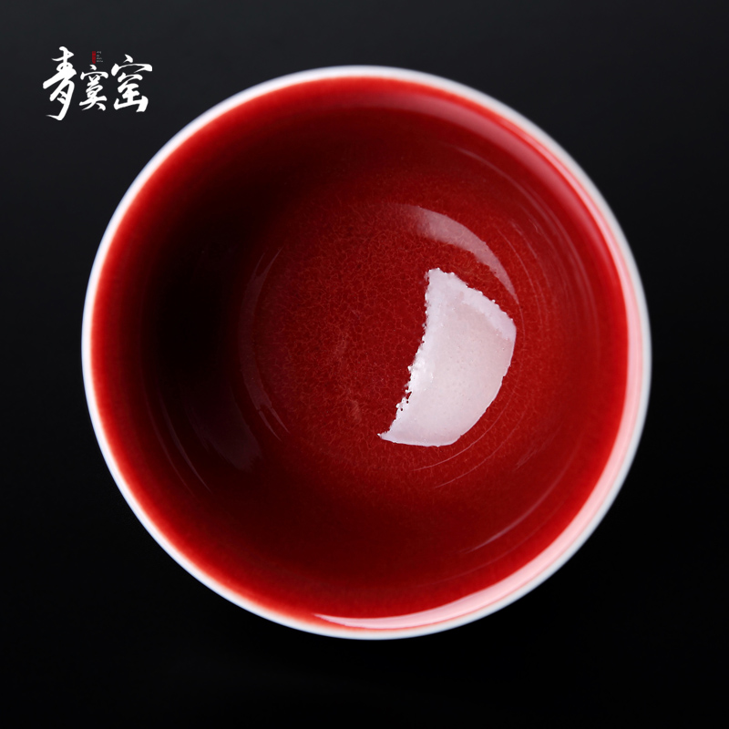 Ruby red glazed green was the master cup of jingdezhen ceramic checking sample tea cup household kung fu tea cups individual single CPU