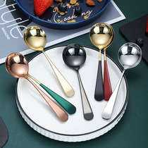 304 stainless steel spoon home creative cute long handle round head Korean children baby eating spoon spoon spoon spoon