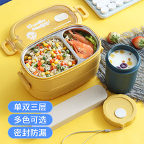 304 stainless steel lunch box office workers can inject water insulation portable microwave oven heating divider type bento box students